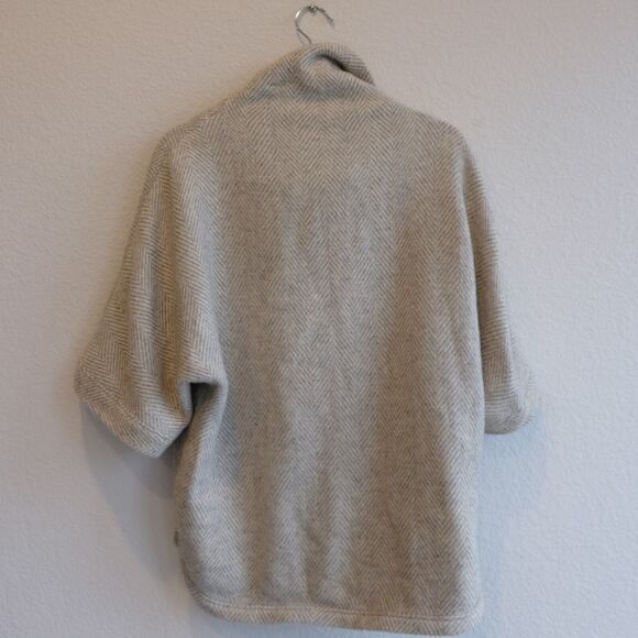 J. Crew Wool Blend Herringbone Cowl Neck Poncho Women Sz XXS OVERSIZED - Picture 5 of 13
